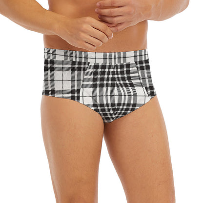 White And Black Border Tartan Print Men's Briefs