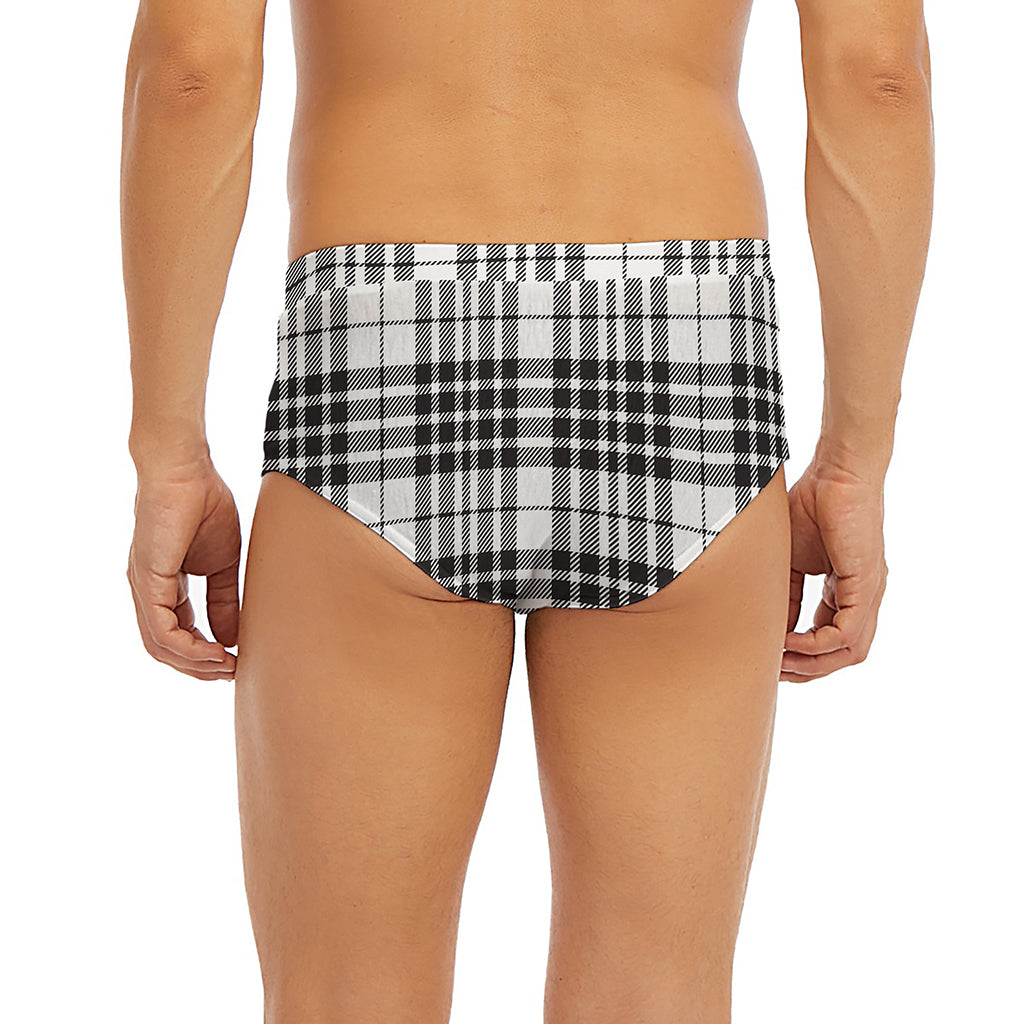 White And Black Border Tartan Print Men's Briefs