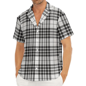 White And Black Border Tartan Print Men's Deep V-Neck Shirt