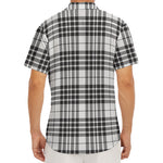 White And Black Border Tartan Print Men's Deep V-Neck Shirt