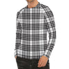 White And Black Border Tartan Print Men's Long Sleeve Rash Guard