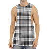 White And Black Border Tartan Print Men's Muscle Tank Top