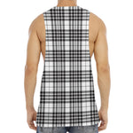 White And Black Border Tartan Print Men's Muscle Tank Top