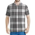 White And Black Border Tartan Print Men's Polo Shirt