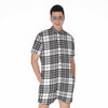 White And Black Border Tartan Print Men's Rompers