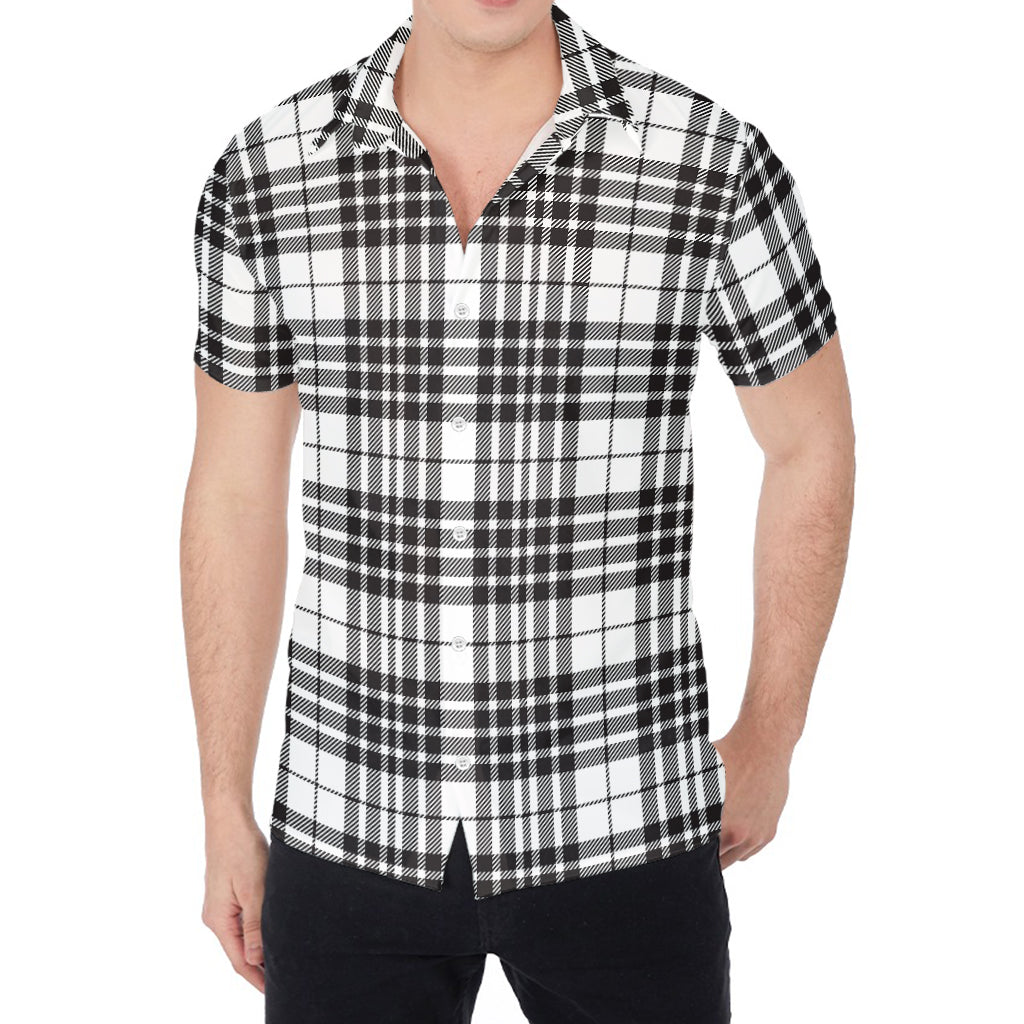 White And Black Border Tartan Print Men's Shirt