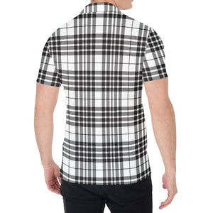 White And Black Border Tartan Print Men's Shirt