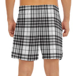 White And Black Border Tartan Print Men's Split Running Shorts