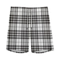 White And Black Border Tartan Print Men's Athletic Shorts