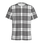 White And Black Border Tartan Print Men's Sports T-Shirt