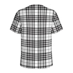 White And Black Border Tartan Print Men's Sports T-Shirt