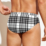 White And Black Border Tartan Print Men's Swim Briefs