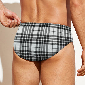 White And Black Border Tartan Print Men's Swim Briefs