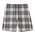 White And Black Border Tartan Print Men's Swim Trunks