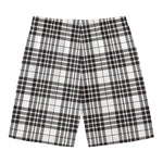 White And Black Border Tartan Print Men's Swim Trunks