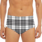 White And Black Border Tartan Print Men's Triangle Swim Briefs