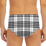 White And Black Border Tartan Print Men's Triangle Swim Briefs