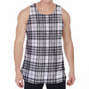 White And Black Border Tartan Print Men's Velvet Tank Top