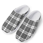 White And Black Border Tartan Print Mesh Casual Shoes