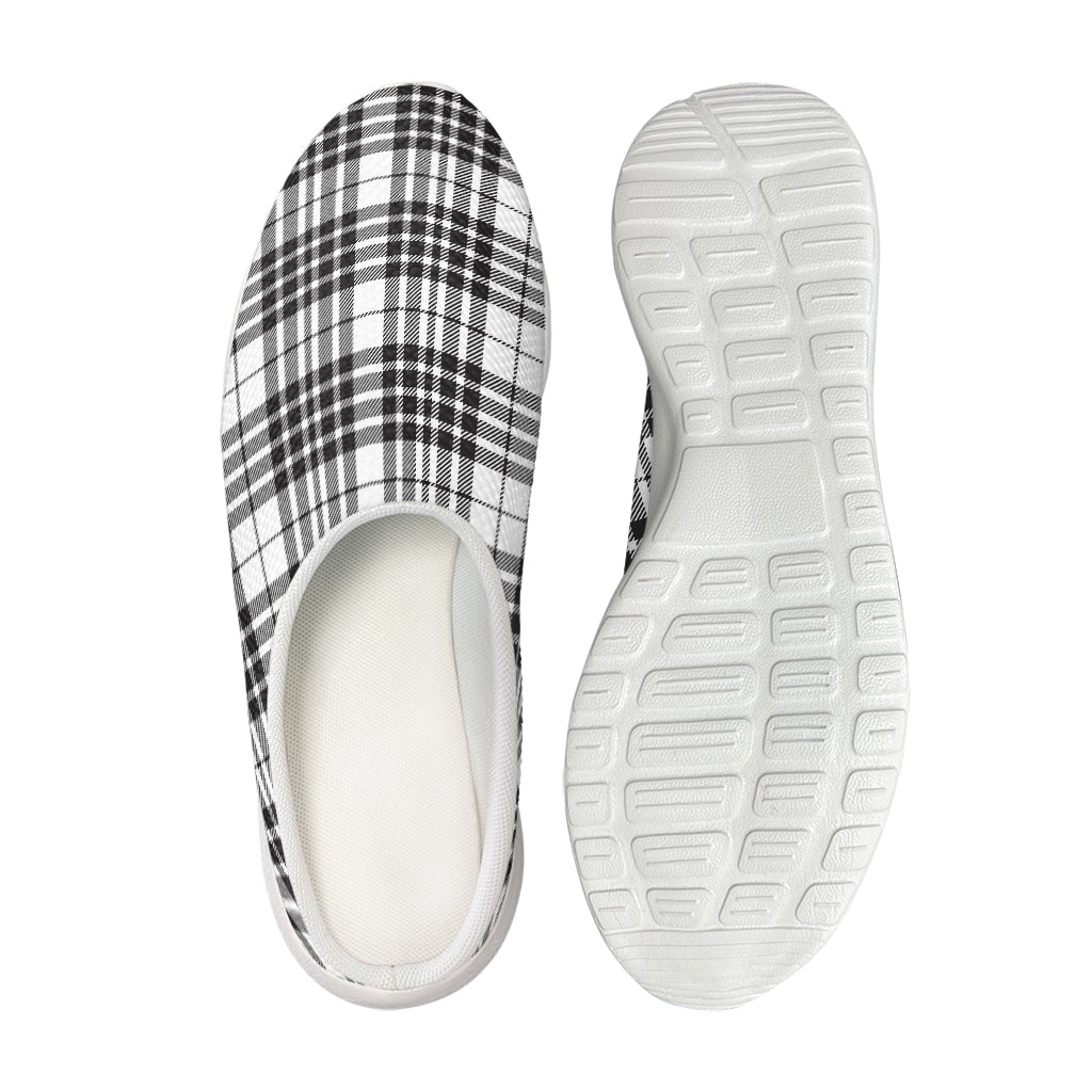 White And Black Border Tartan Print Mesh Casual Shoes