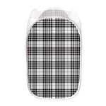 White And Black Border Tartan Print Mesh Laundry Hamper