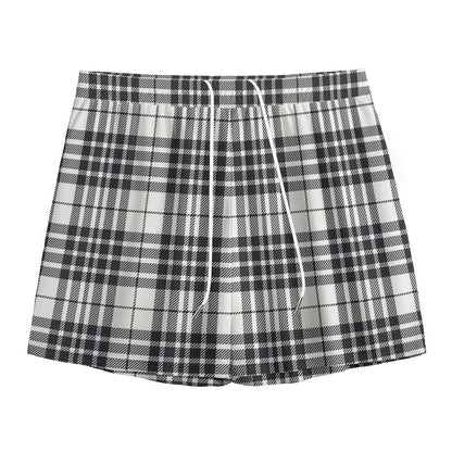 White And Black Border Tartan Print Mesh Shorts