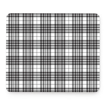 White And Black Border Tartan Print Mouse Pad