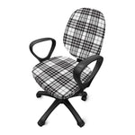 White And Black Border Tartan Print Office Chair Cover