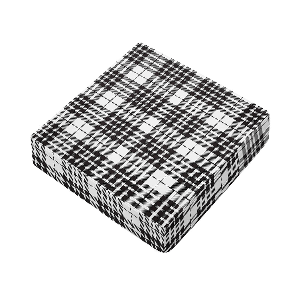 White And Black Border Tartan Print Outdoor Seat Cushion Cover