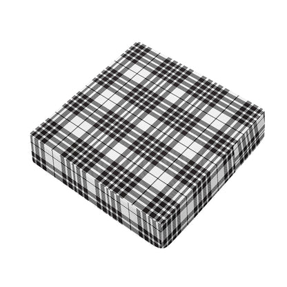 White And Black Border Tartan Print Outdoor Seat Cushion Cover