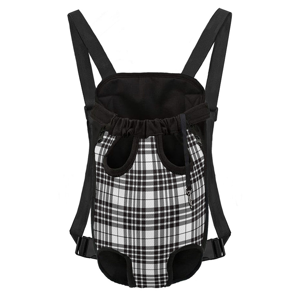 White And Black Border Tartan Print Pet Carrier Backpack