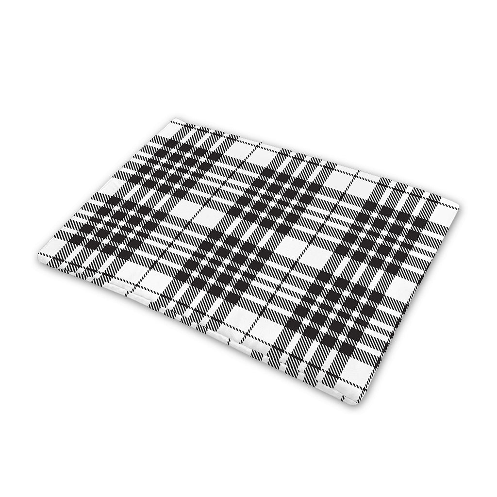 White And Black Border Tartan Print Pet Cooling Mat Cover