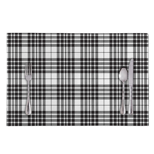 White And Black Border Tartan Print Placemat