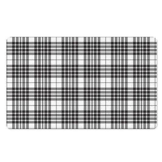White And Black Border Tartan Print Polyester Doormat