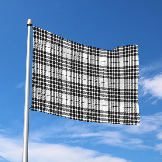 White And Black Border Tartan Print Polyester Flag
