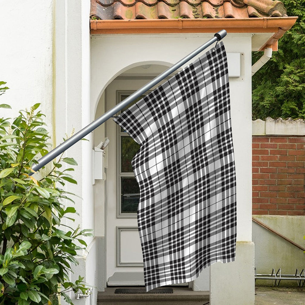 White And Black Border Tartan Print Polyester Flag