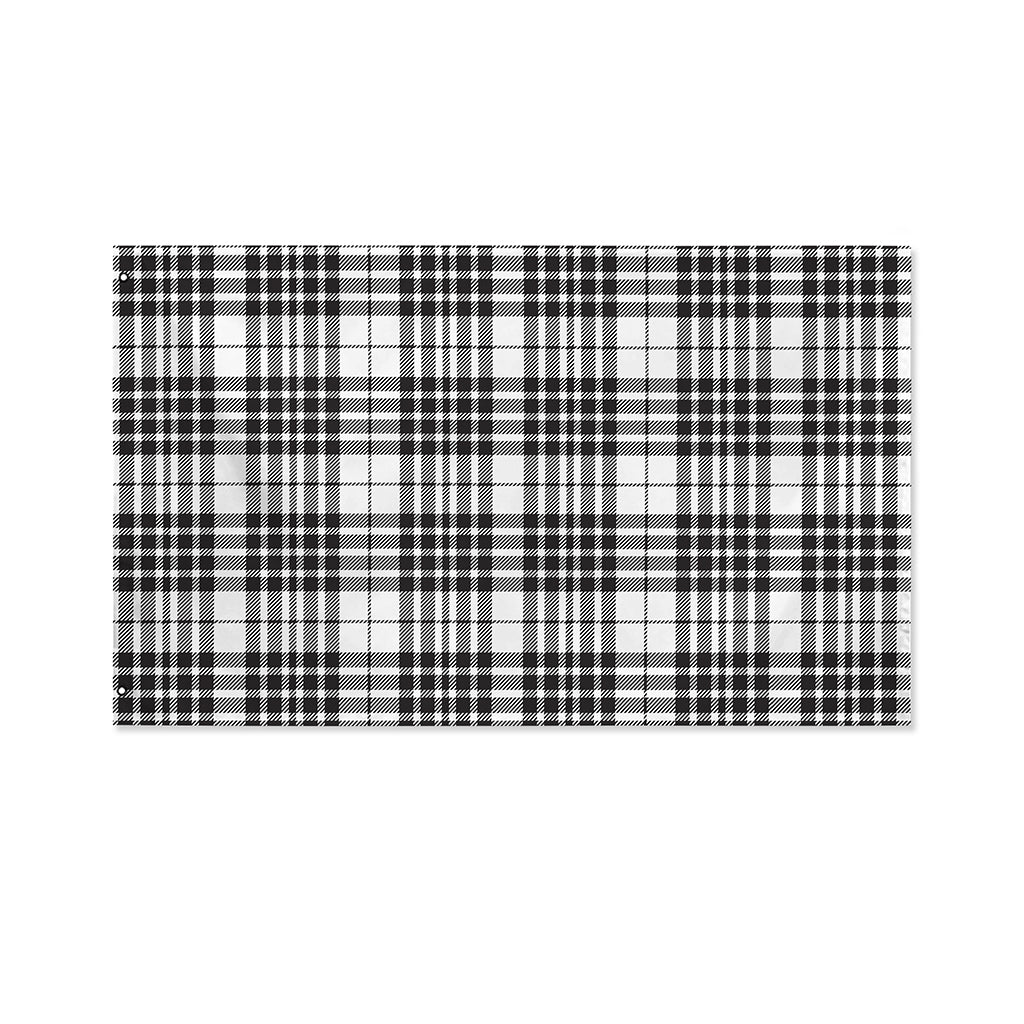 White And Black Border Tartan Print Polyester Flag