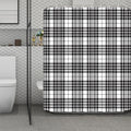 White And Black Border Tartan Print Polyester Shower Curtain
