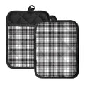 White And Black Border Tartan Print Pot Holders With Pocket