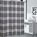 White And Black Border Tartan Print Premium Shower Curtain