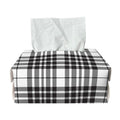 White And Black Border Tartan Print Rectangle Tissue Box Cover