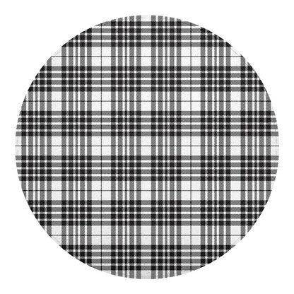 White And Black Border Tartan Print Round Blanket