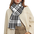 White And Black Border Tartan Print Scarf