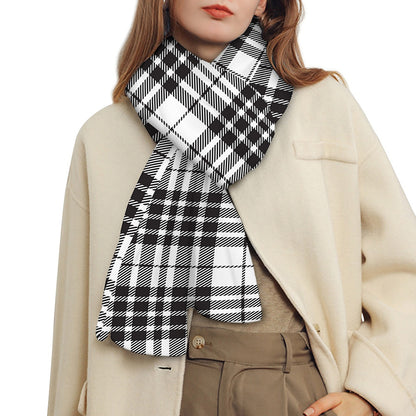 White And Black Border Tartan Print Scarf