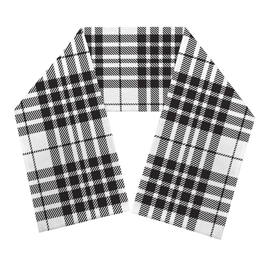 White And Black Border Tartan Print Scarf