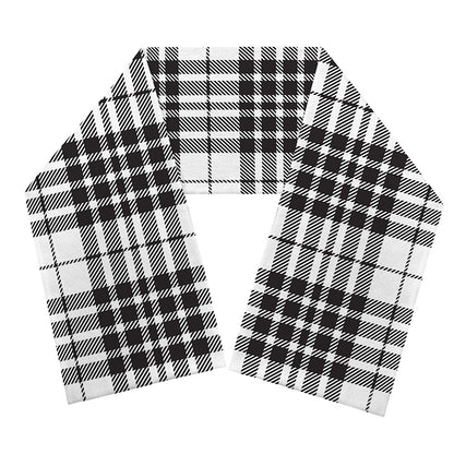 White And Black Border Tartan Print Scarf