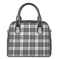 White And Black Border Tartan Print Shoulder Handbag