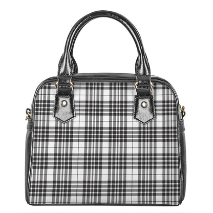 White And Black Border Tartan Print Shoulder Handbag
