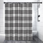 White And Black Border Tartan Print Shower Curtain