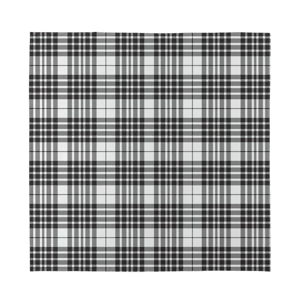 White And Black Border Tartan Print Silk Bandana